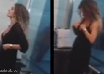 بالفيديو.. سيدة المطار تخلع ملابسها للضابط المعتدي عليه