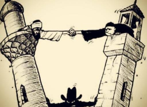 كاريكاتور اليوم: اياد شيطانية تعطل التلاقي الاسلامي - المسيحي