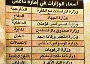 بالصور-تعرفوا على "وزارات داعش"!