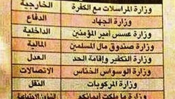 بالصور-تعرفوا على "وزارات داعش"!