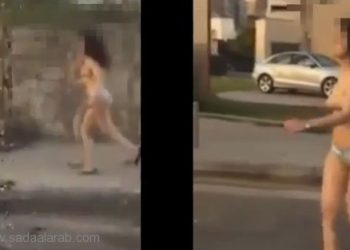 بالفيديو .. فتاة عارية على اوتوستراد مار مخايل في لبنان!!!