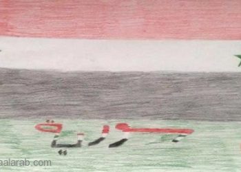 بالصورة - احتفالا بعيد الجلاء.. الأسد يرسم علم سوريا وينشره